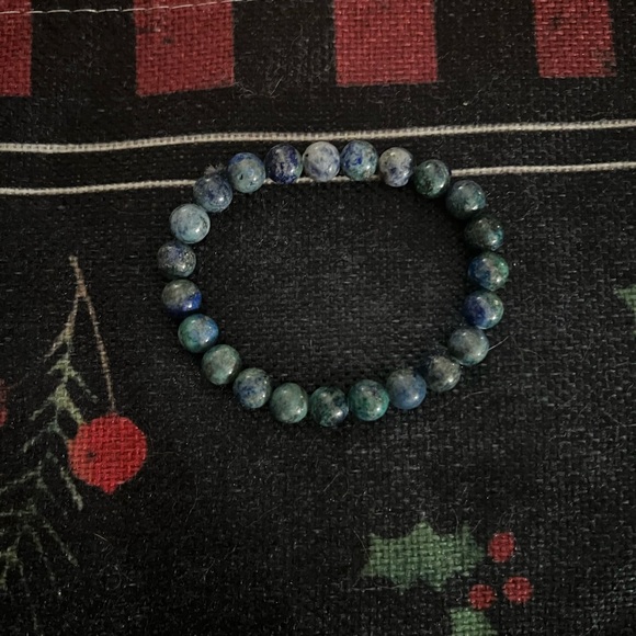 Chrysocolla Natural Stone Beads Stretch Bracelet - Picture 3 of 3